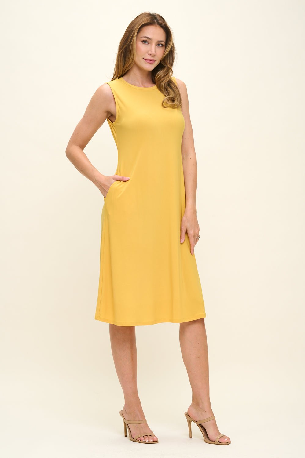 Image of West K Camila Sleeveless Knee Length Dress Mustard