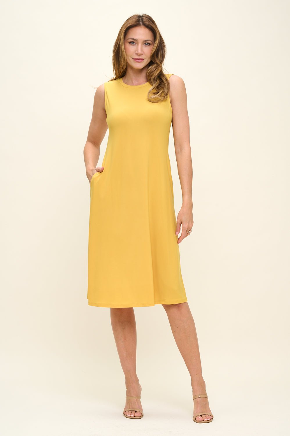 Image of West K Camila Sleeveless Knee Length Dress Mustard