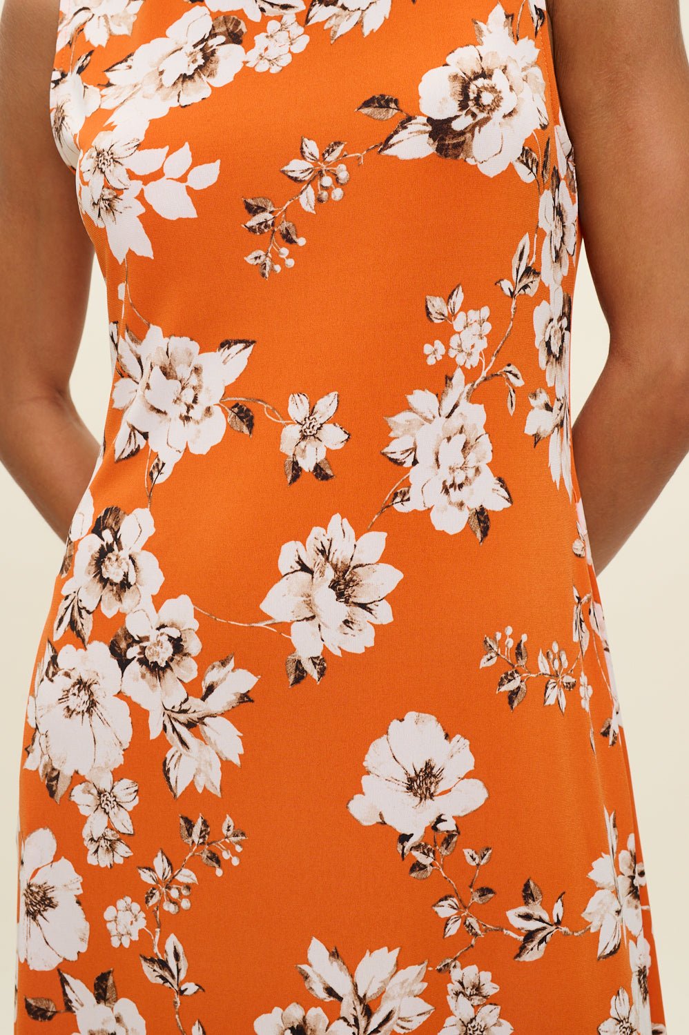 Image of West K Camila Sleeveless Knee Length Dress Orange White Floral