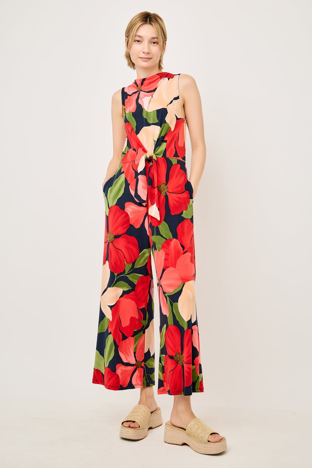 Image of West K Camille Sleeveless Back Slit Jumpsuit Red Floral