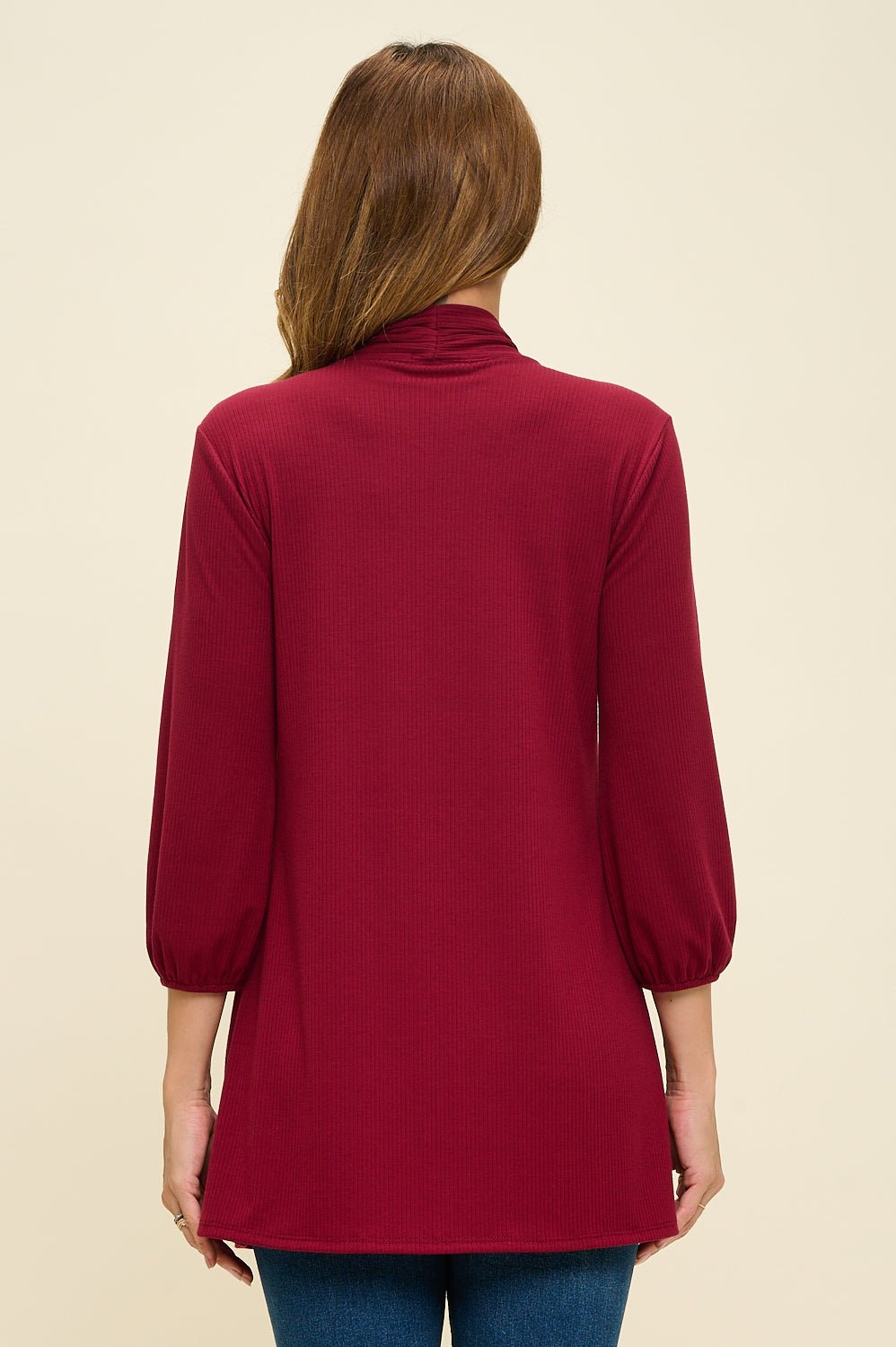 Image of West K Carly Ribbed Knit Cardigan with Pockets Burgundy