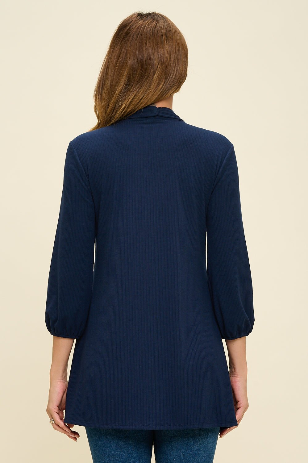 Image of West K Carly Ribbed Knit Cardigan with Pockets Navy
