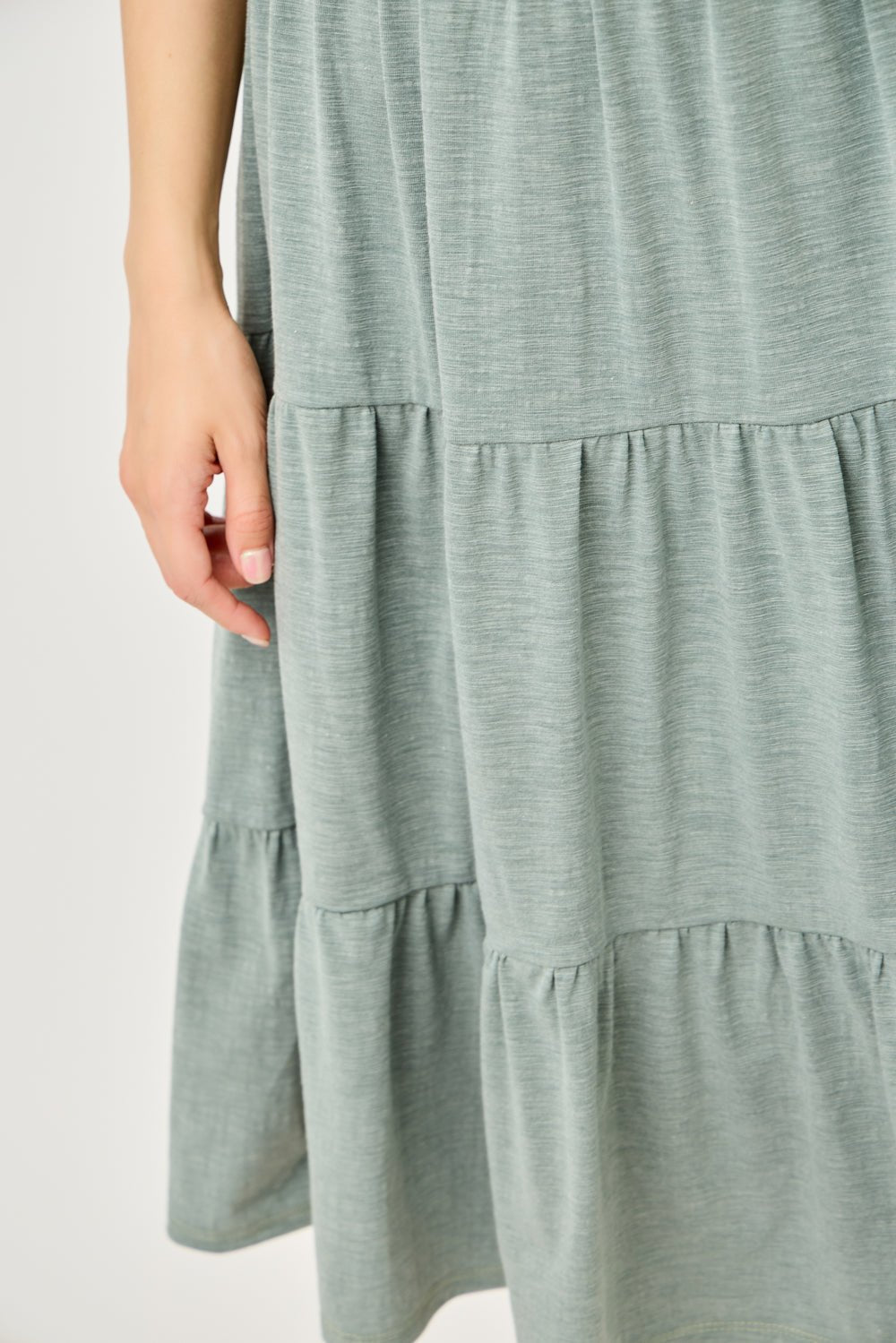 Image of West K Cecily Sleeveless Tiered Midi Dress Sage