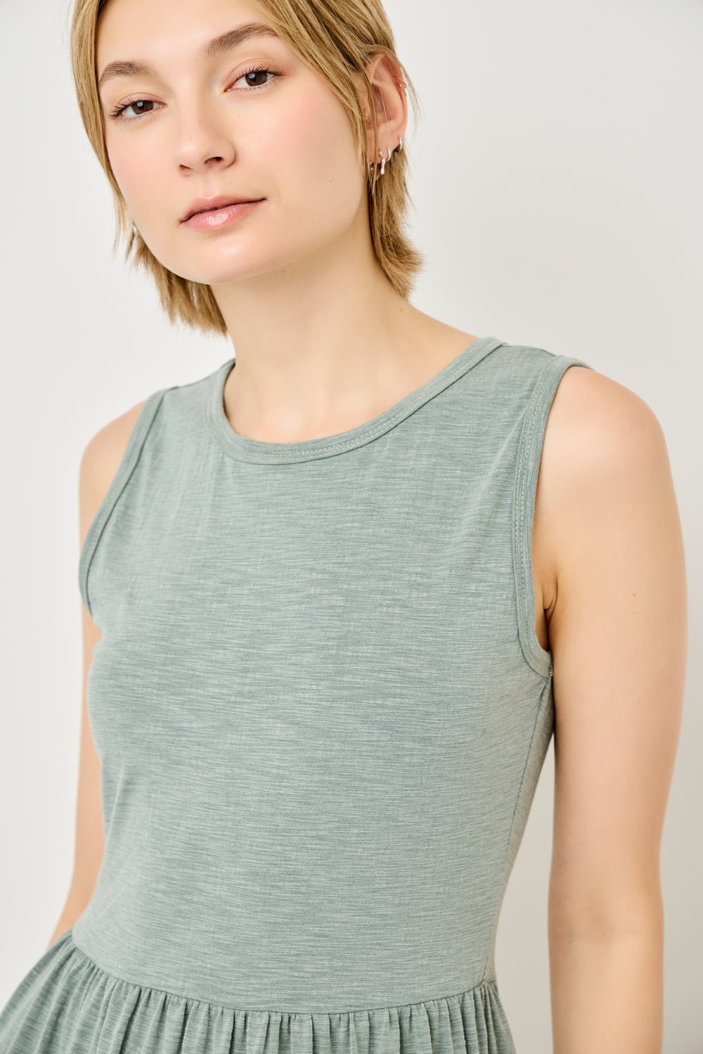 Image of West K Cecily Sleeveless Tiered Midi Dress Sage