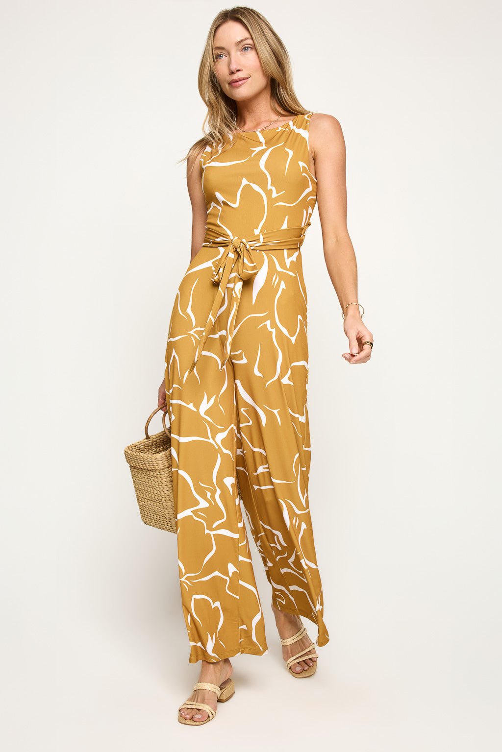 Image of West K Cerys Open - back twist jumpsuit Yellow Abstract