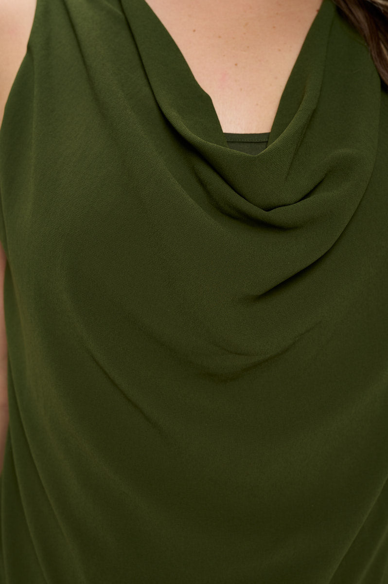 Image of West K Chelsea Plus Size Sleeveless Cowl Neck Top Olive