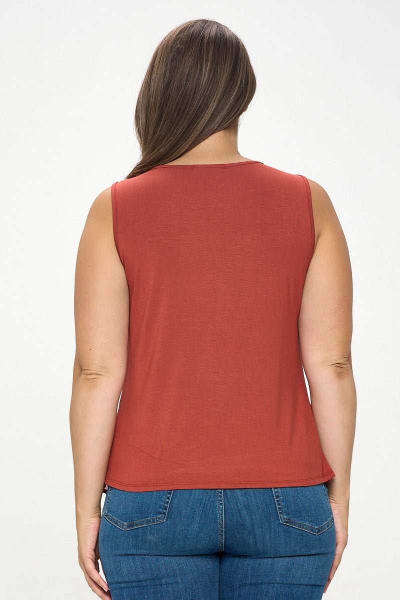 Image of West K Chelsea Plus Size Sleeveless Cowl Neck Top Rust