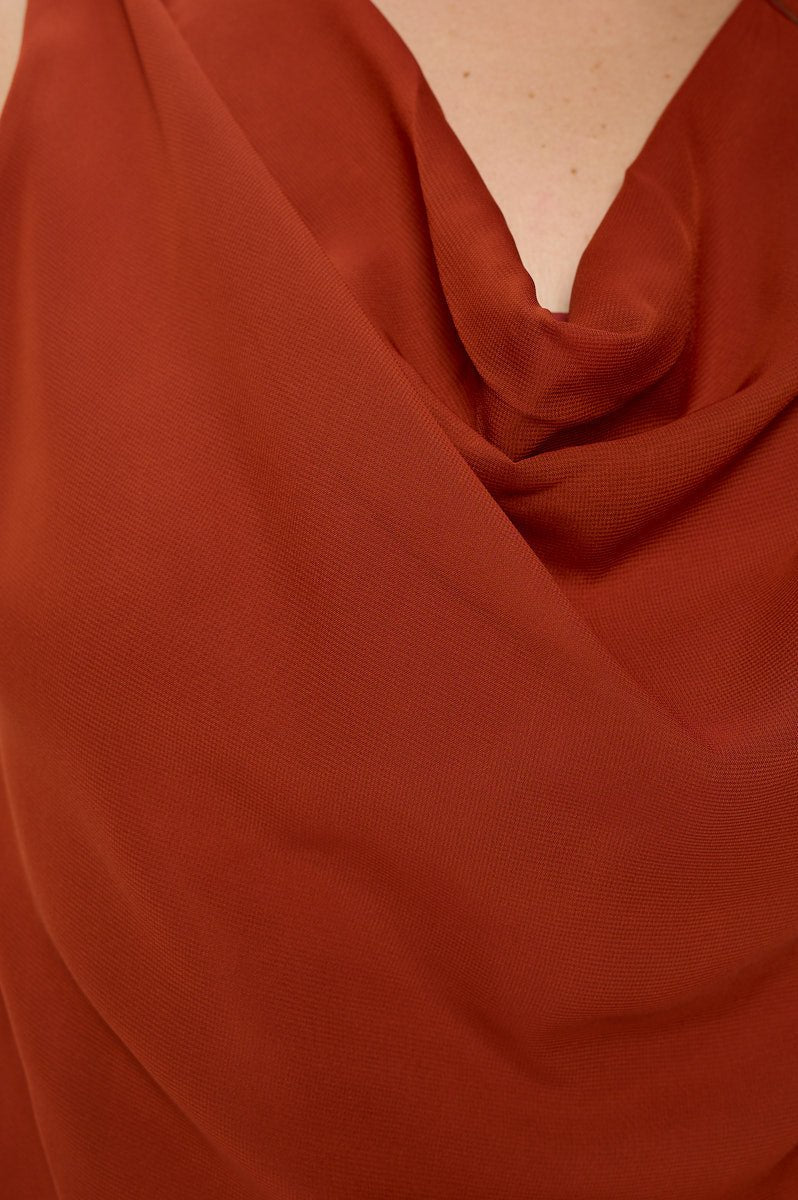 Image of West K Chelsea Plus Size Sleeveless Cowl Neck Top Rust
