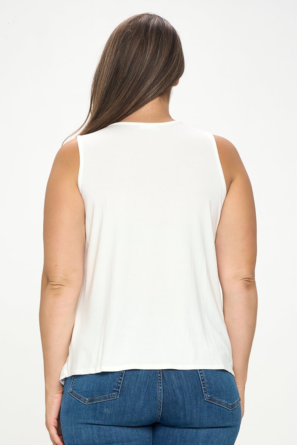 Image of West K Chelsea Plus Size Sleeveless Cowl Neck Top White