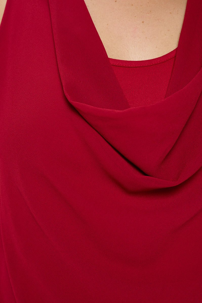 Image of West K Chelsea Plus Size Sleeveless Cowl Neck Top Wine