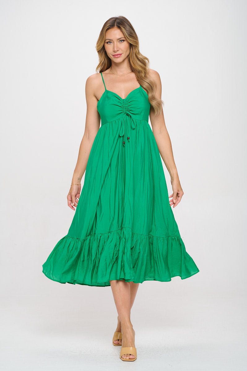 Image of West K Claire Spaghetti Strap Midi Dress Kelly Green