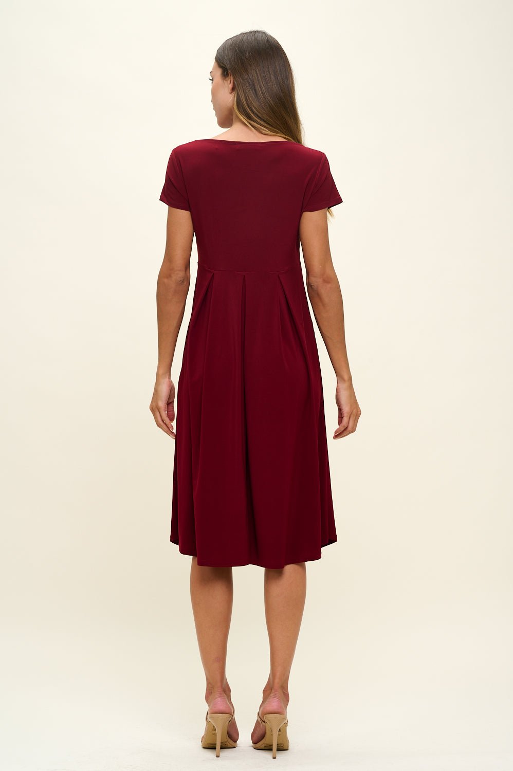 Image of West K Claris A - line Knit Dress with Pockets Burgundy