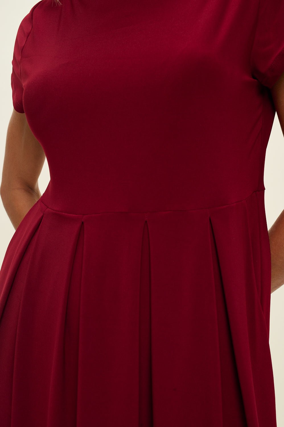 Image of West K Claris A - line Knit Dress with Pockets Burgundy