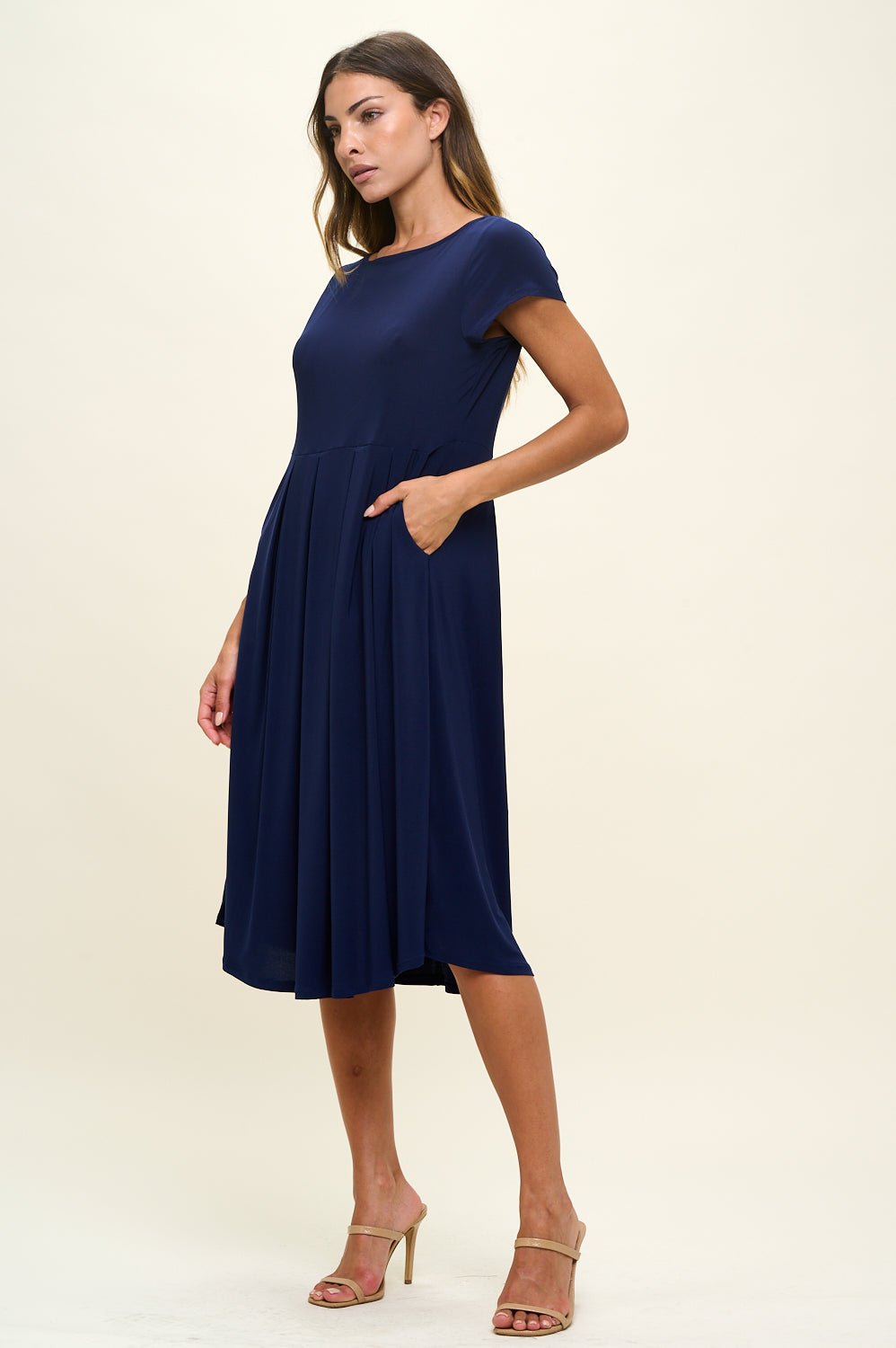 Image of West K Claris A - line Knit Dress with Pockets Navy