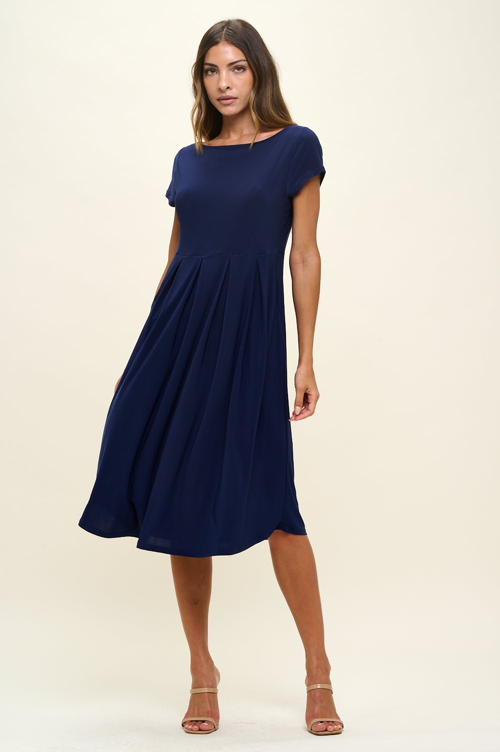 Image of West K Claris A - line Knit Dress with Pockets Navy