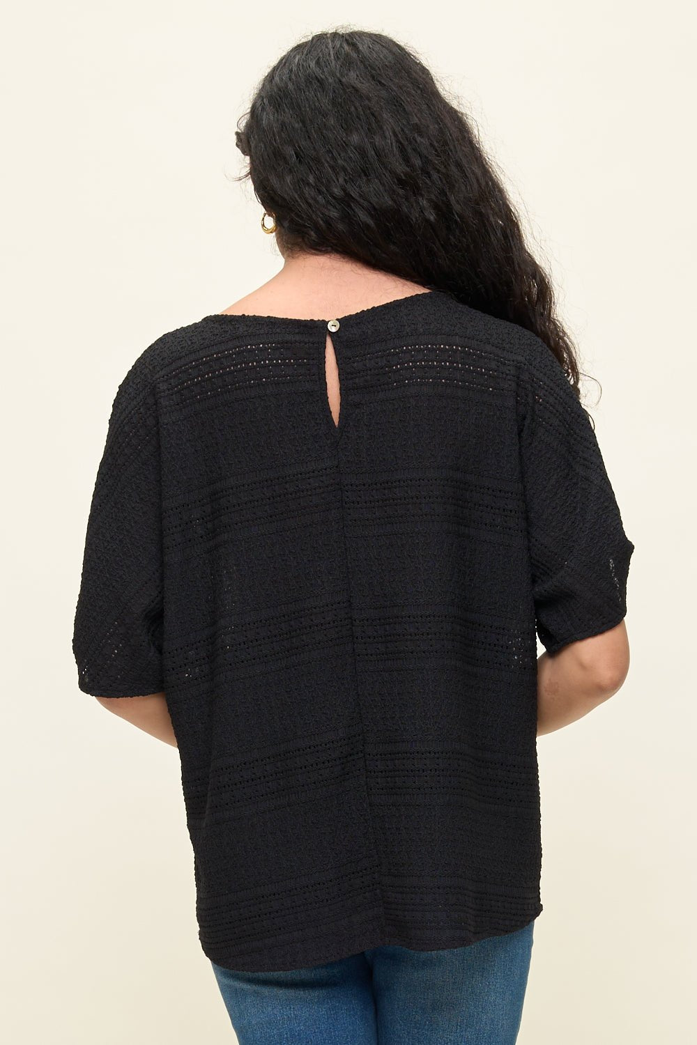 Image of West K Cora Dolman Sleeve Crochet - Inspired Blouse Black