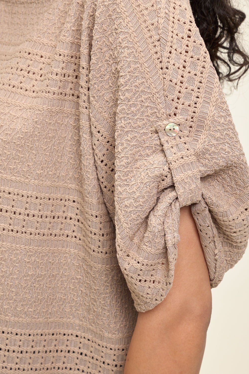 Image of West K Cora Dolman Sleeve Crochet - Inspired Blouse Taupe