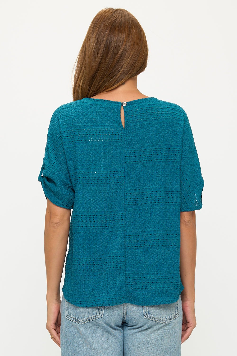 Image of West K Cora Dolman Sleeve Crochet - Inspired Blouse Teal