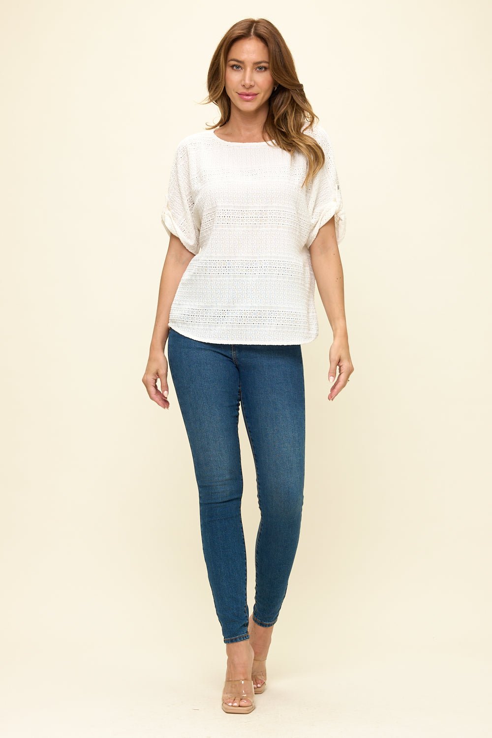 Image of West K Cora Dolman Sleeve Crochet - Inspired Blouse White