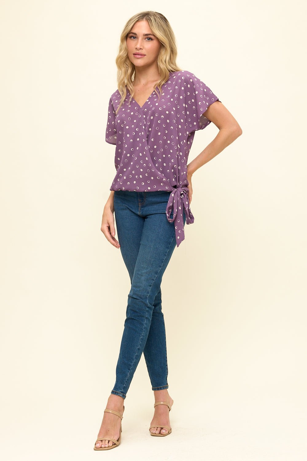 Image of West K Dallas Side - Tie Dolman Sleeve Top Red Leaf
