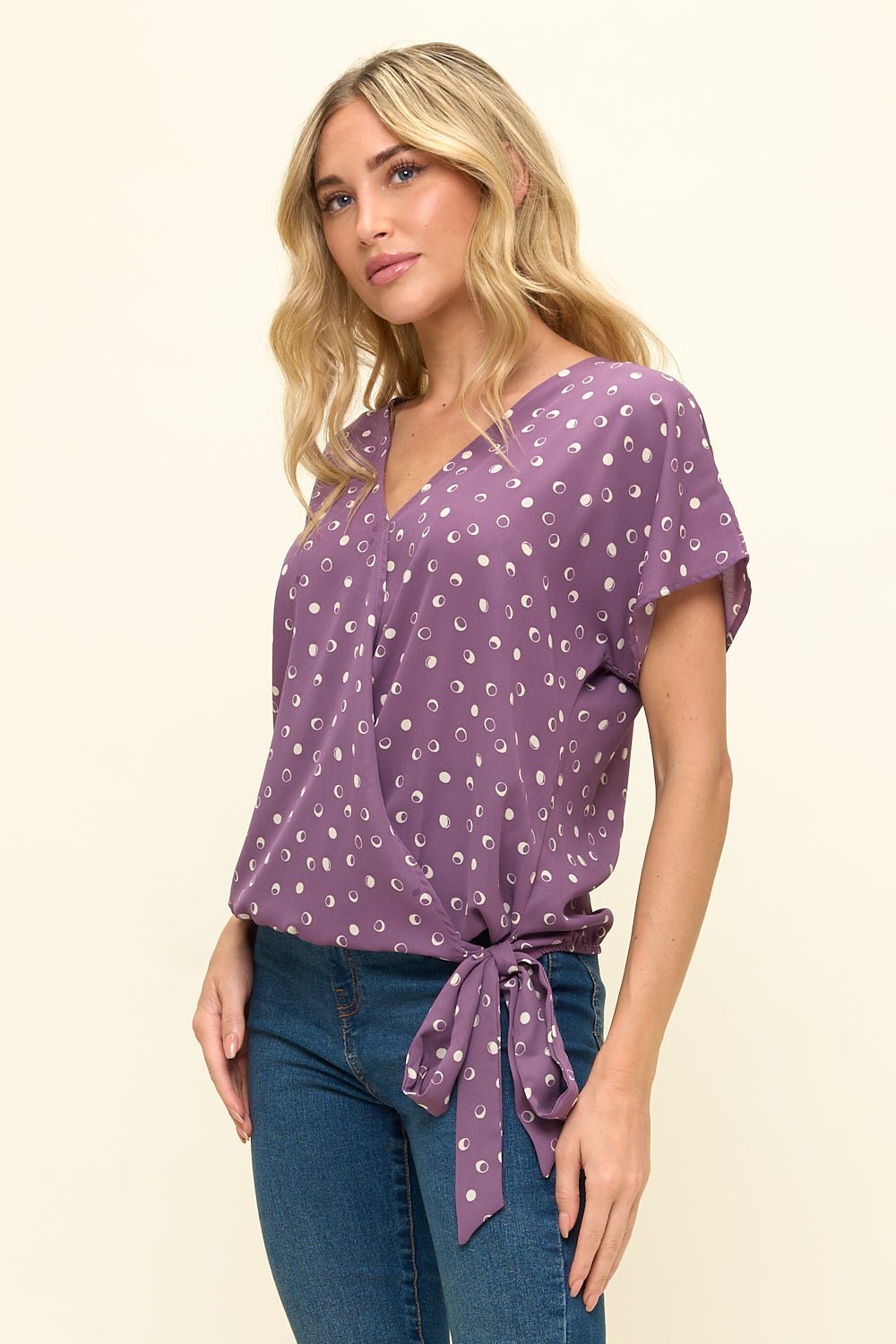 Image of West K Dallas Side - Tie Dolman Sleeve Top Red Leaf