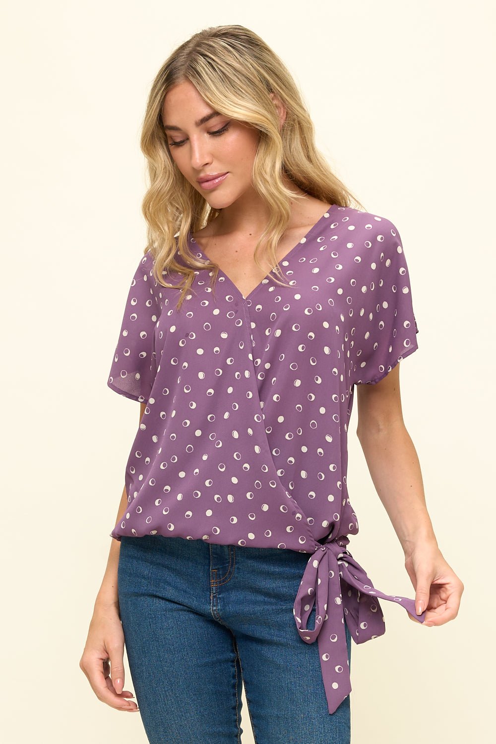 Image of West K Dallas Side - Tie Dolman Sleeve Top Red Leaf