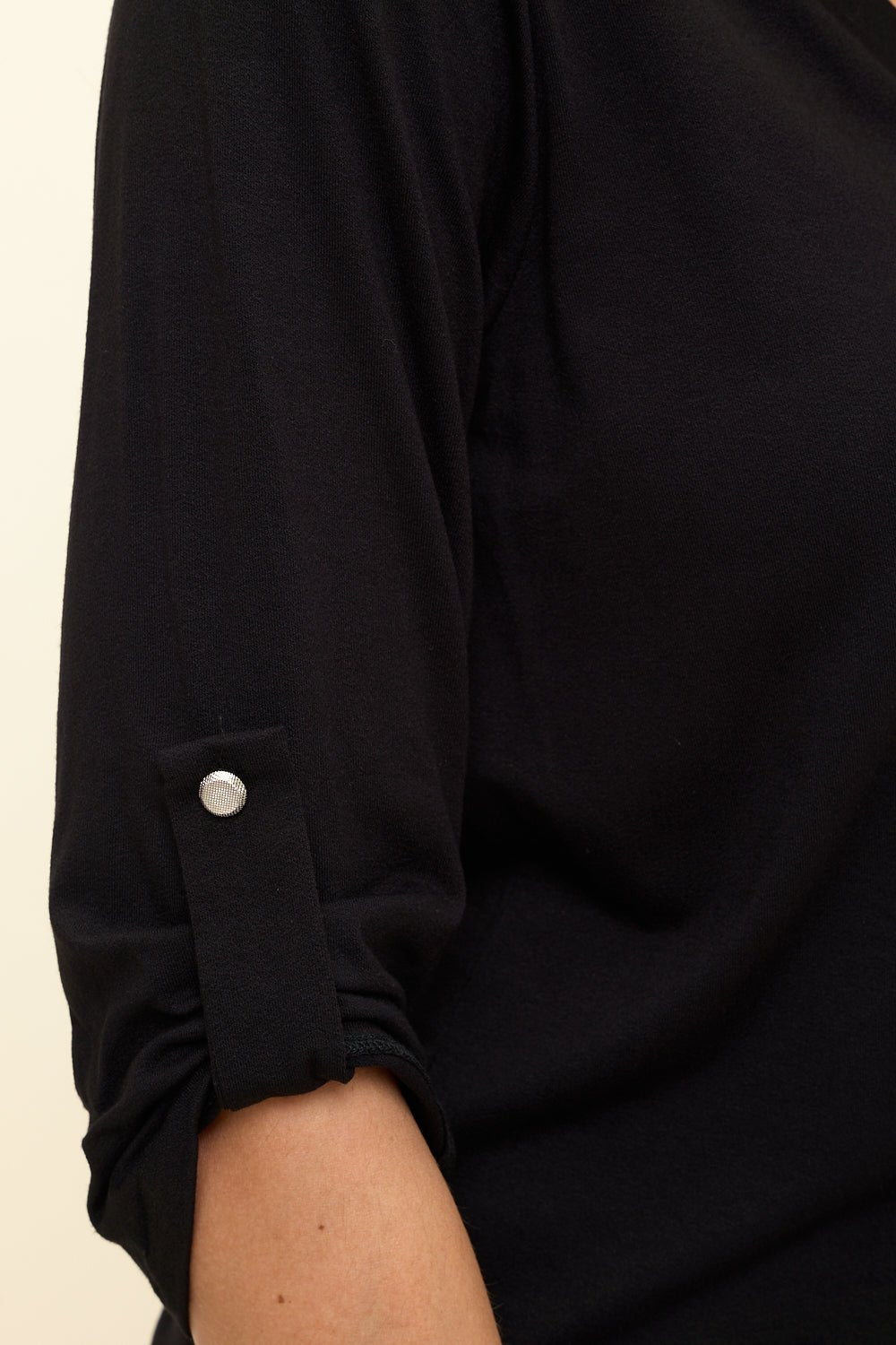 Image of West K Eira Roll - tab Sleeve V Neck Top Black