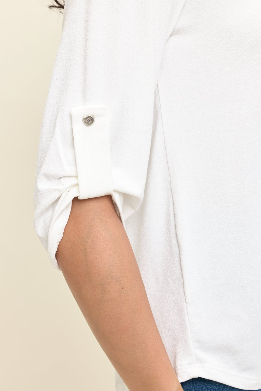 Image of West K Eira Roll - tab Sleeve V Neck Top White