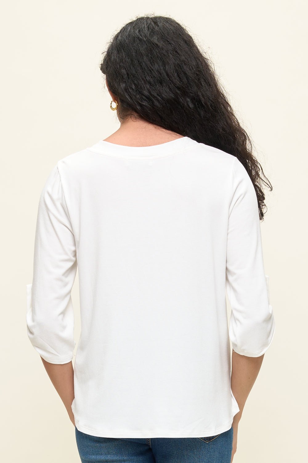 Image of West K Eira Roll - tab Sleeve V Neck Top White