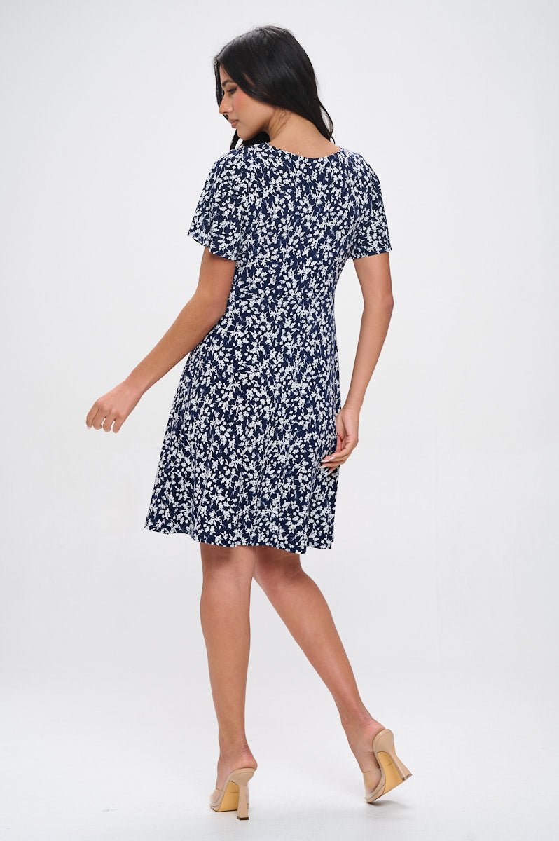 Image of West K Elli High - Waist Mini Dress Navy Ditzy Floral