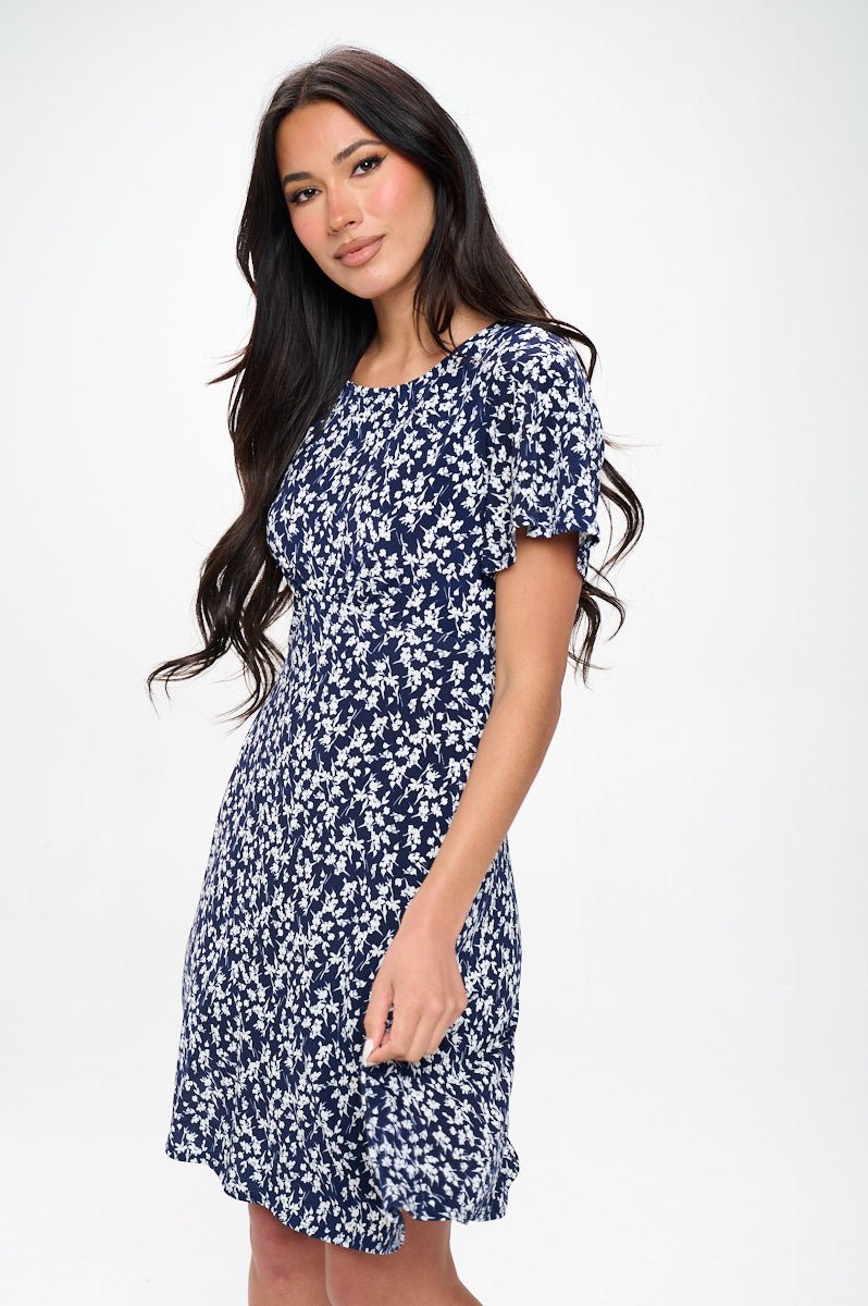 Image of West K Elli High - Waist Mini Dress Teal Floral