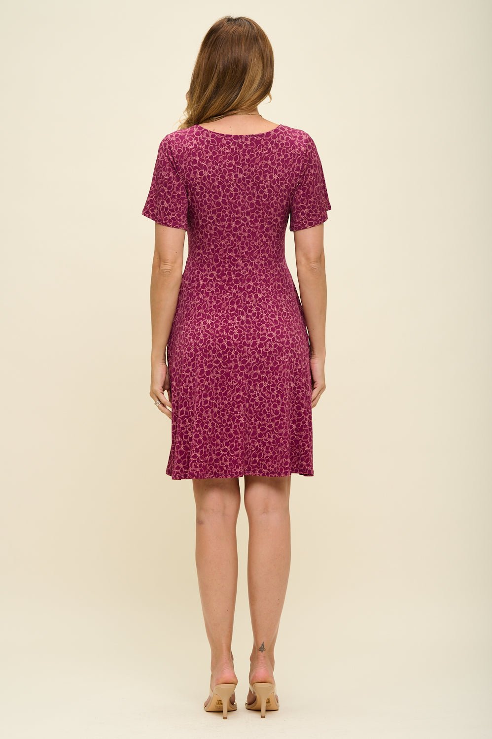 Image of West K Elli High - Waist Mini Dress Wine Ivory Floral