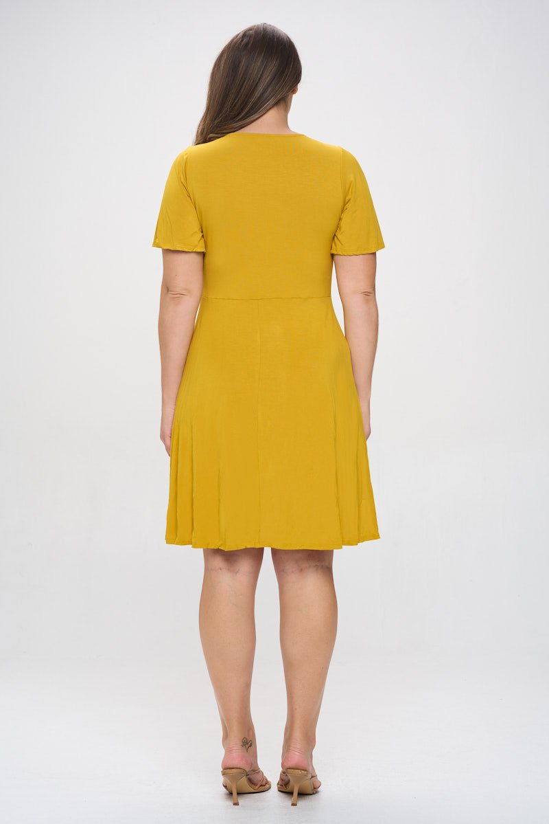 Image of West K Elli Plus Size Short Sleeve Dress Golden Yellow