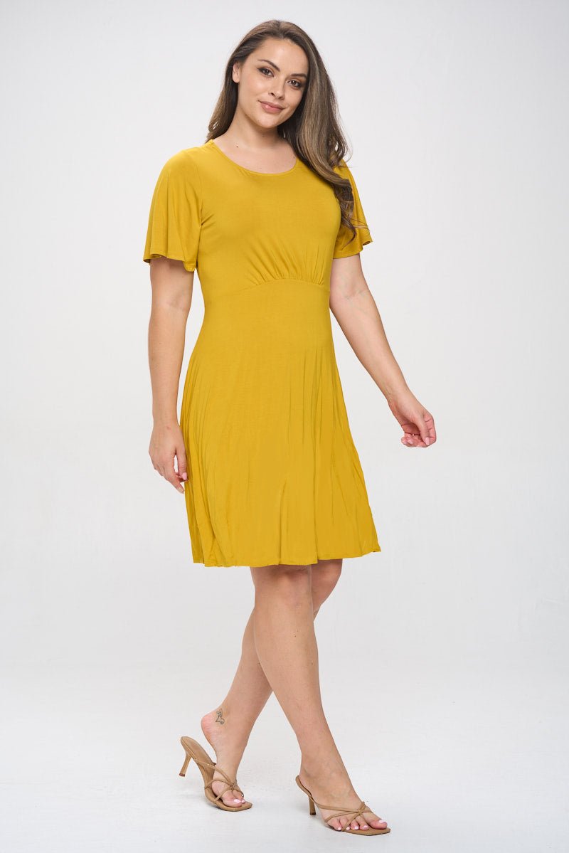 Image of West K Elli Plus Size Short Sleeve Dress Golden Yellow