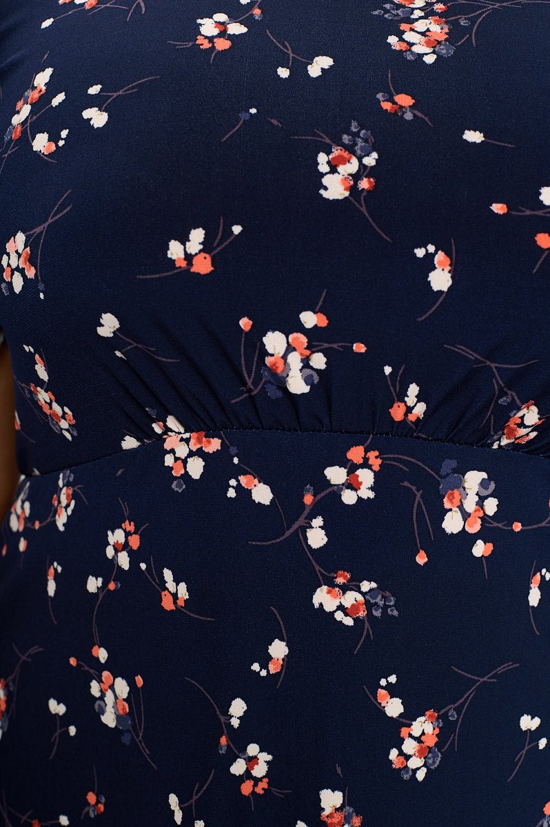 Image of West K Elli Plus Size Short Sleeve Dress Navy Floral
