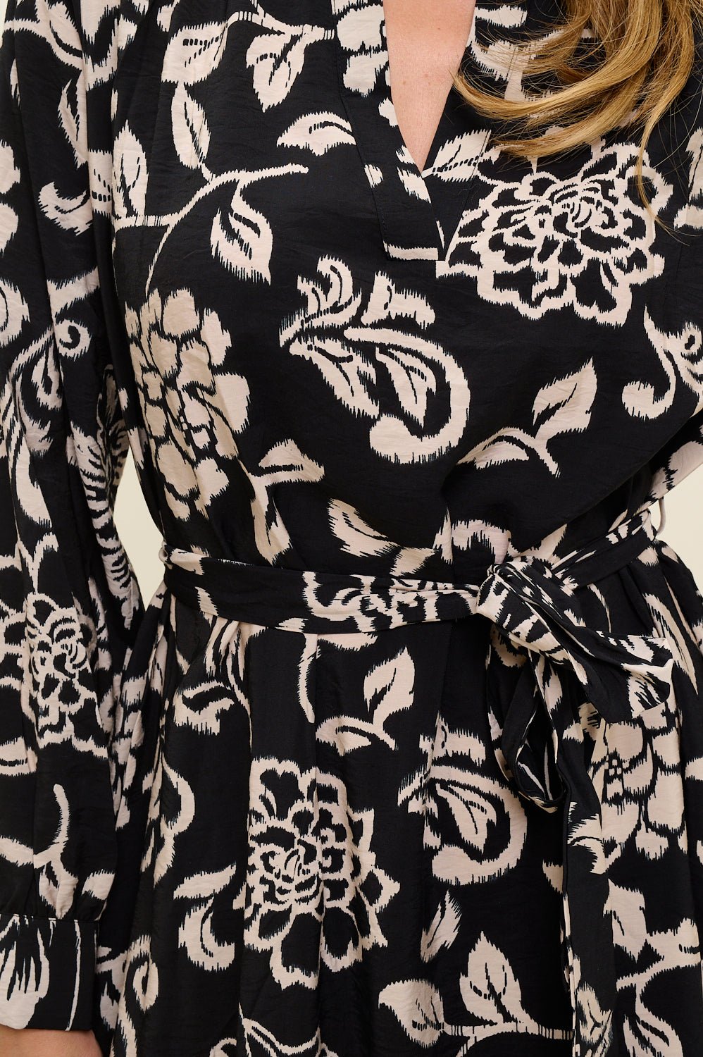 Image of West K Esme Long Sleeve Button Down Shirt Dress Black White Floral