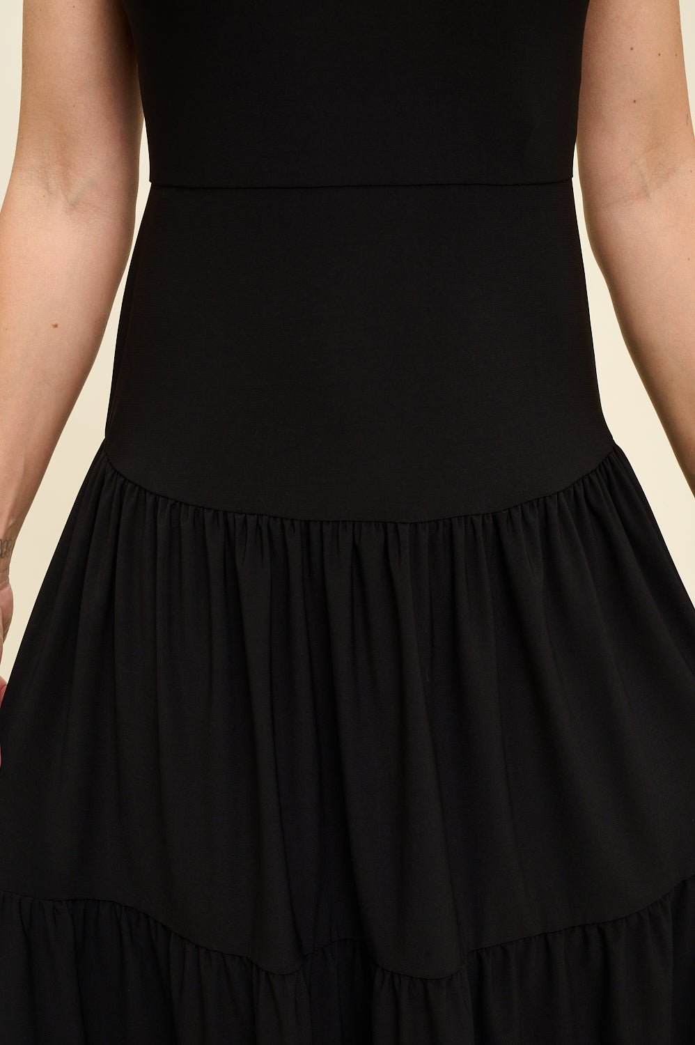 Image of West K Freja Sleeveless Mock Neck Tiered Midi Dress Black