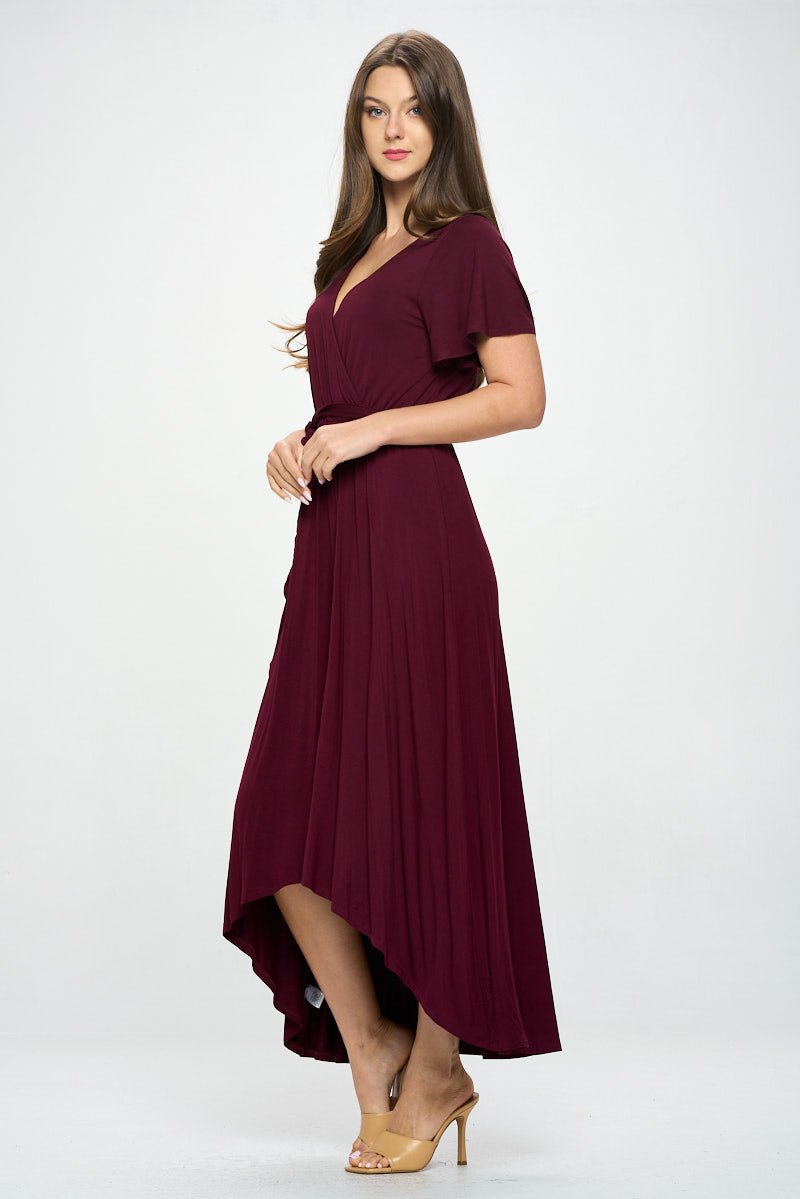 Image of West K Georgia Faux Wrap Dress Dark Wine