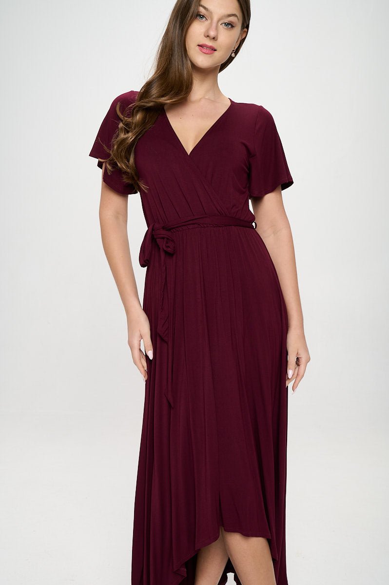 Image of West K Georgia Faux Wrap Dress Dark Wine