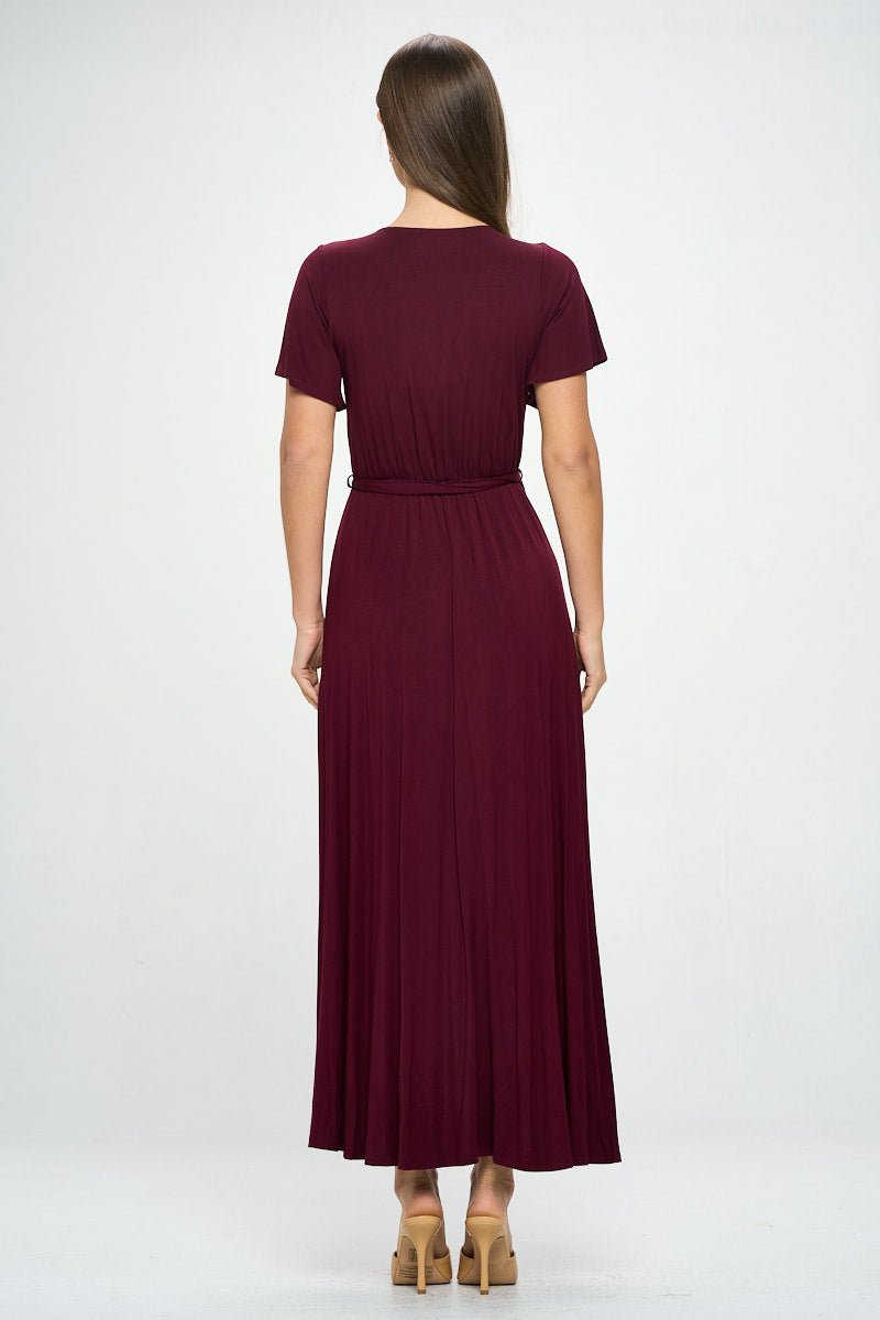 Image of West K Georgia Faux Wrap Dress Dark Wine