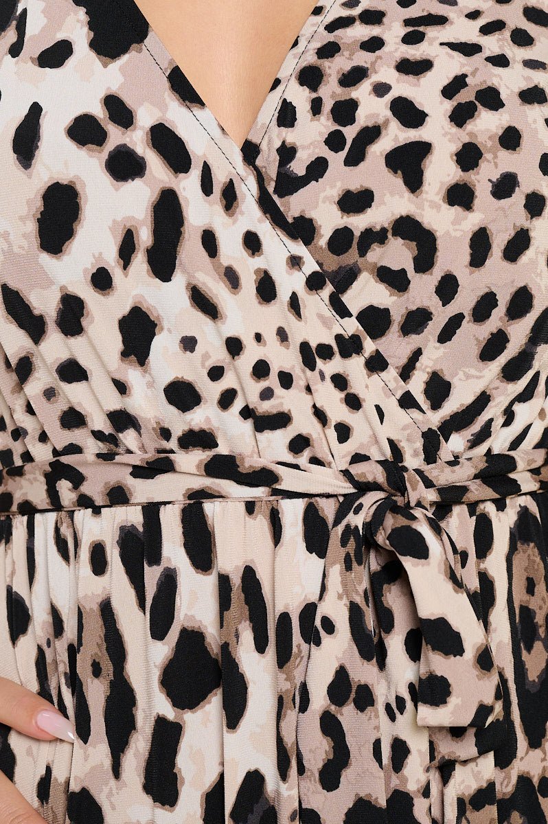 Image of West K Georgia Faux Wrap Knit Dress Animal Print
