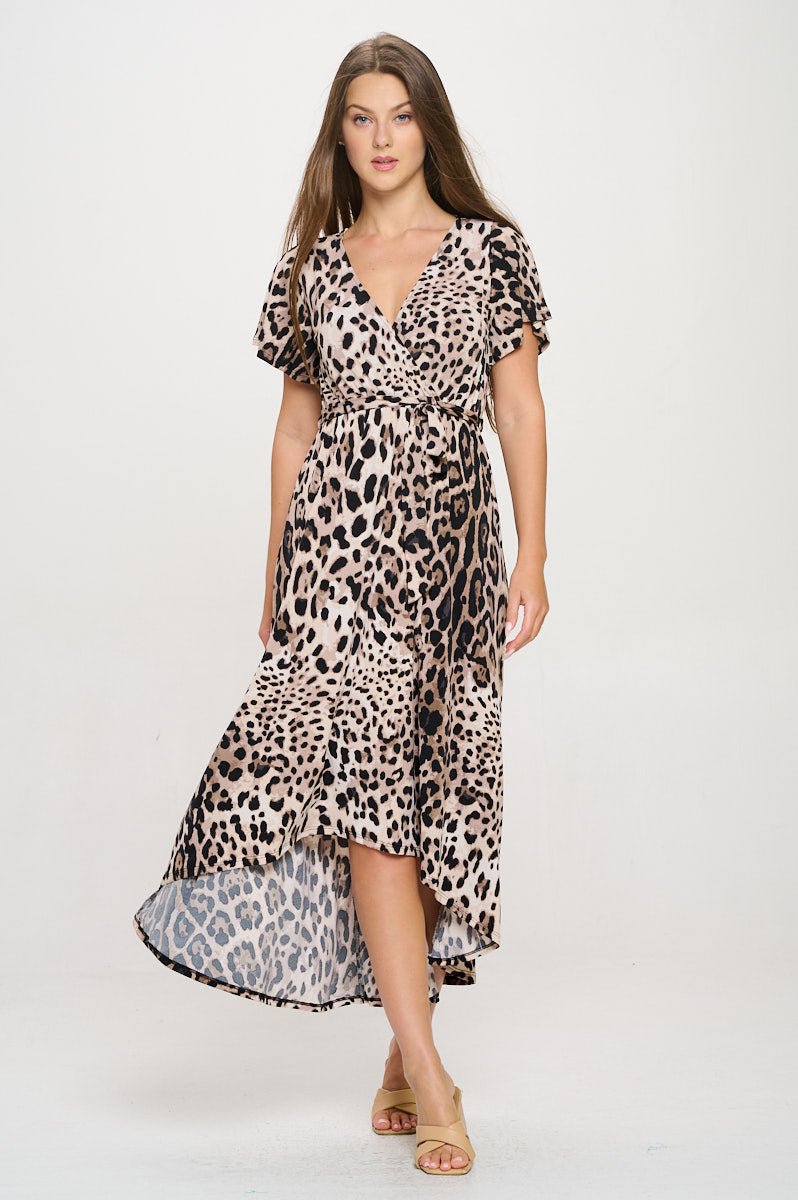 Image of West K Georgia Faux Wrap Knit Dress Animal Print