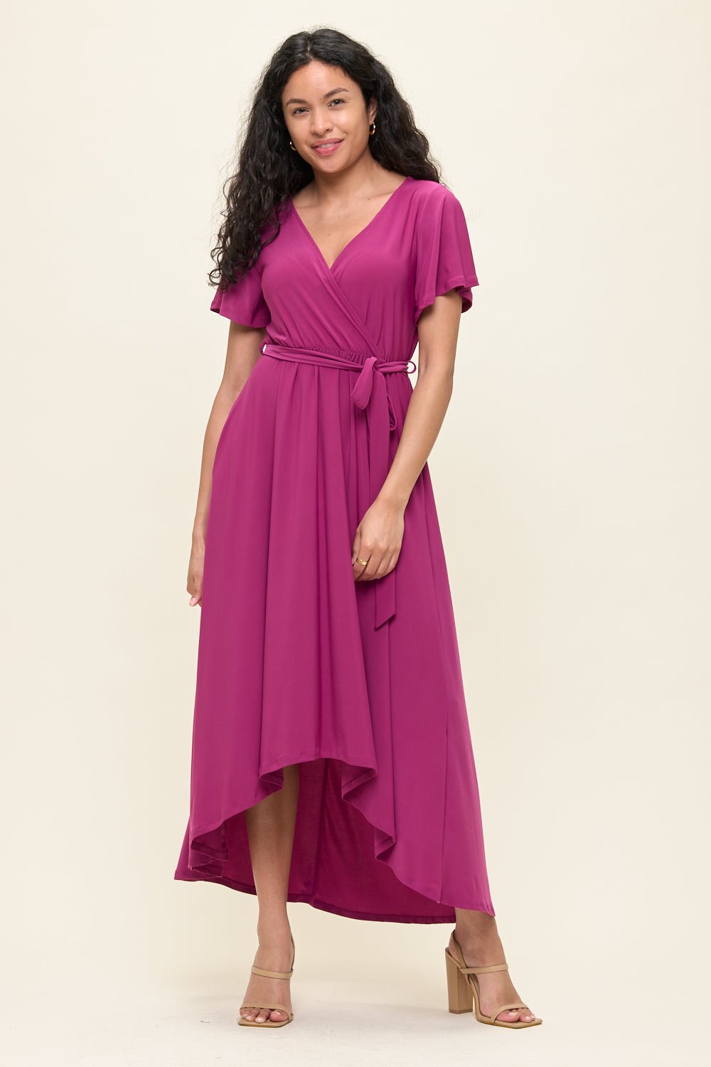 Image of West K Georgia Faux Wrap Knit Dress Lavender