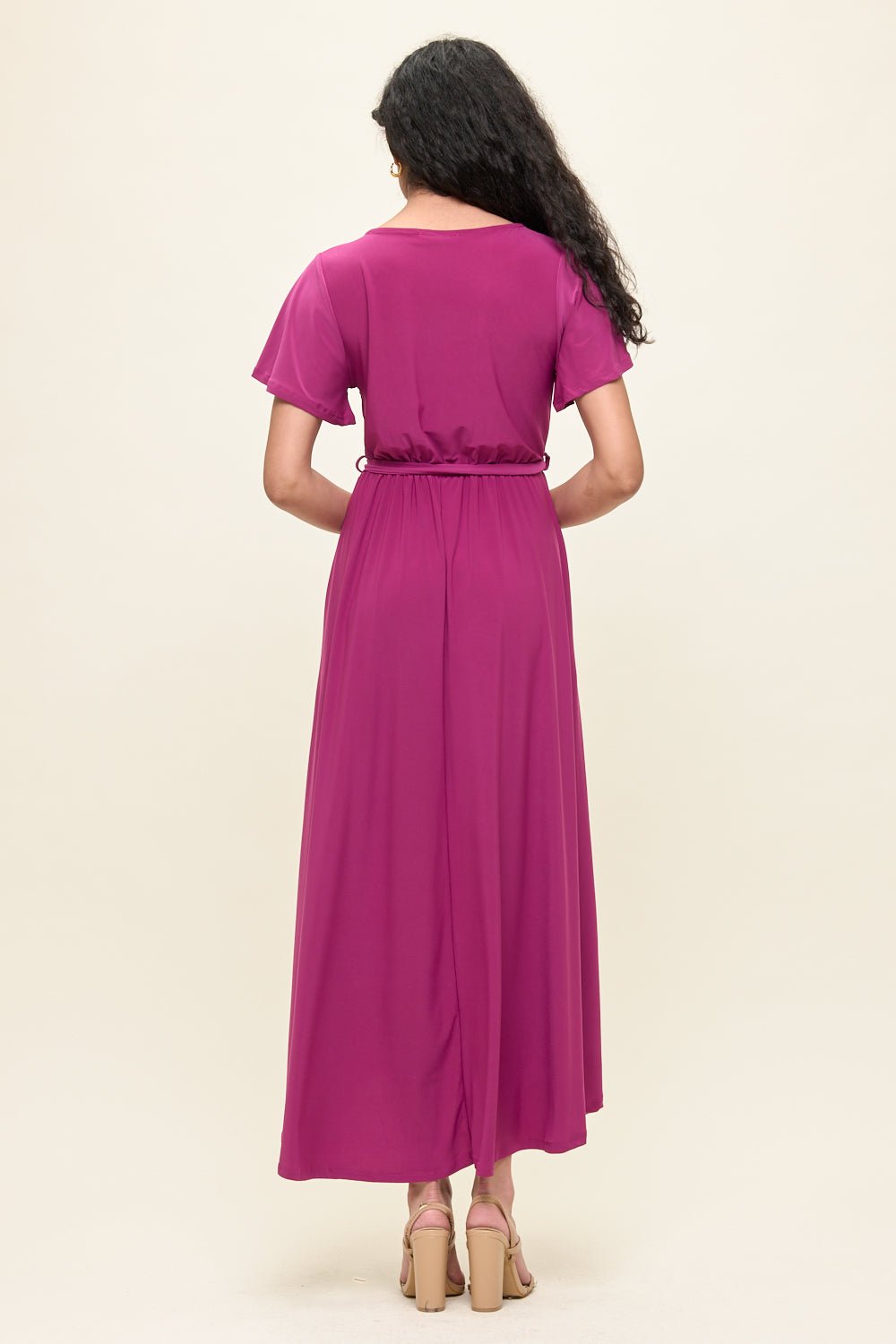 Image of West K Georgia Faux Wrap Knit Dress Magenta
