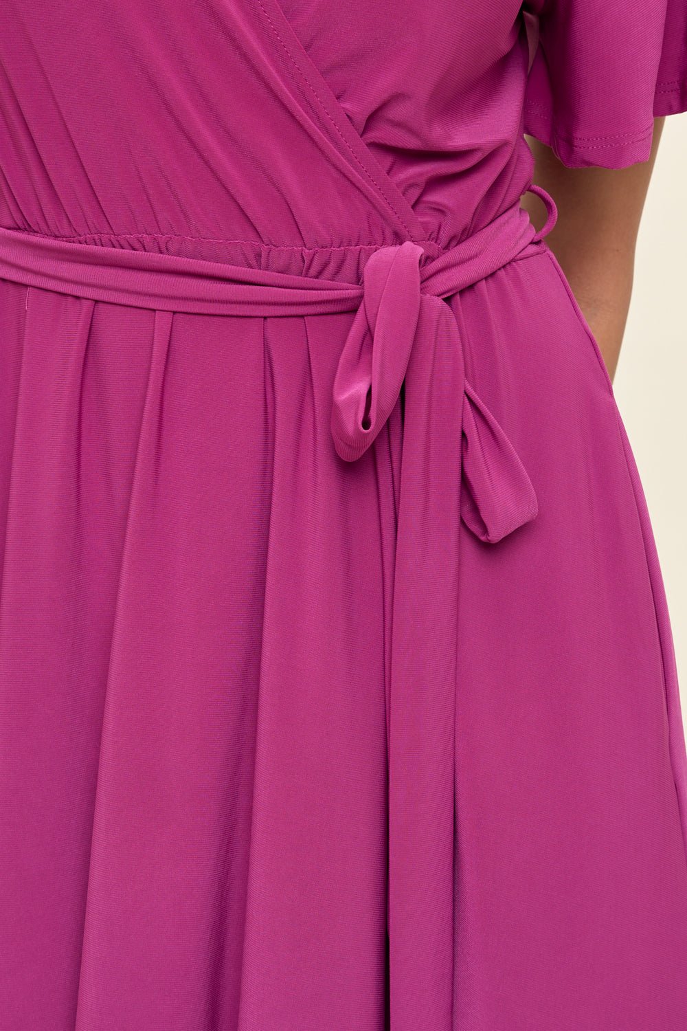 Image of West K Georgia Faux Wrap Knit Dress Magenta