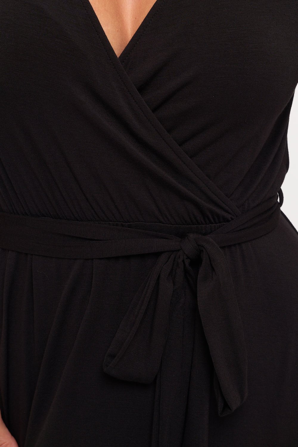 Image of West K Georgia Knee - length Faux Wrap Knit Dress Black