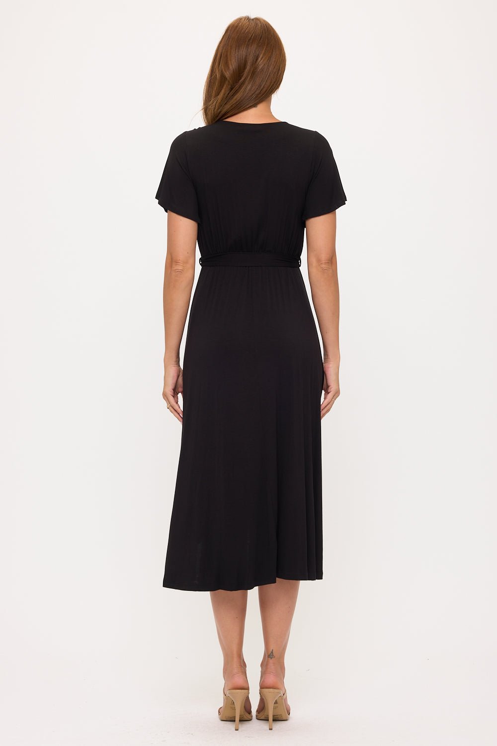 Image of West K Georgia Knee - length Faux Wrap Knit Dress Black