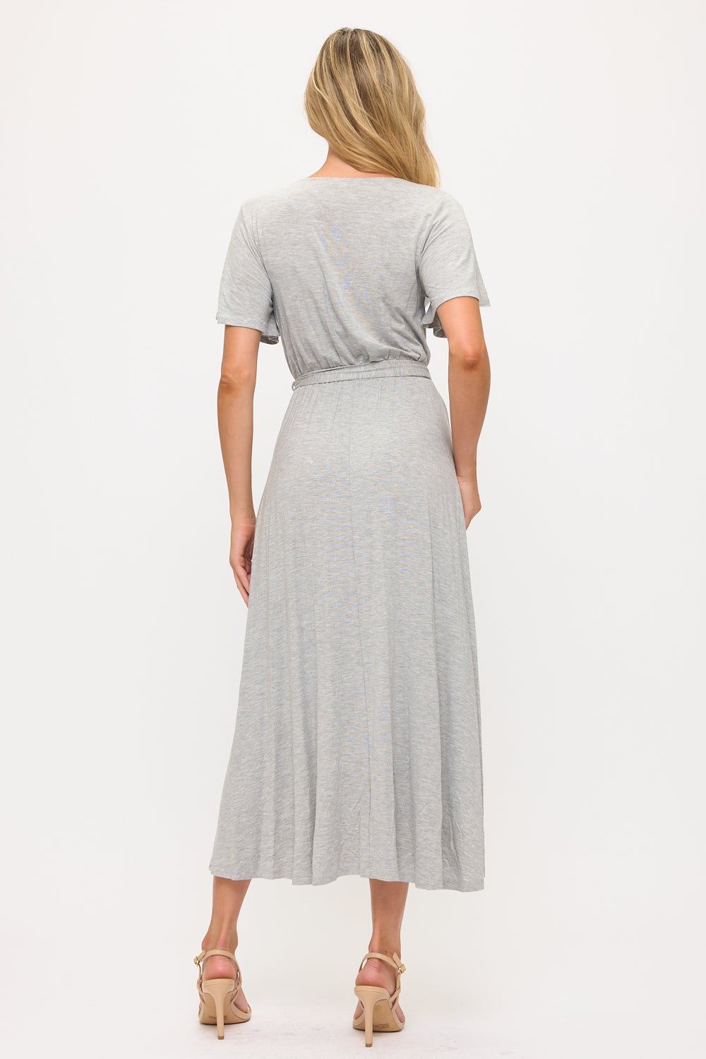 Image of West K Georgia Knee - length Faux Wrap Knit Dress Ht Grey