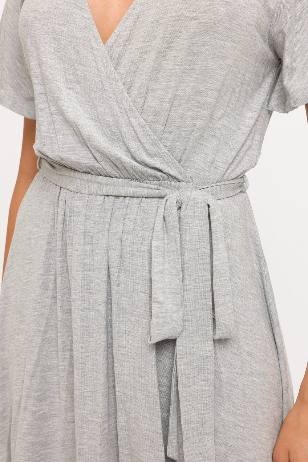 Image of West K Georgia Knee - length Faux Wrap Knit Dress Ht Grey