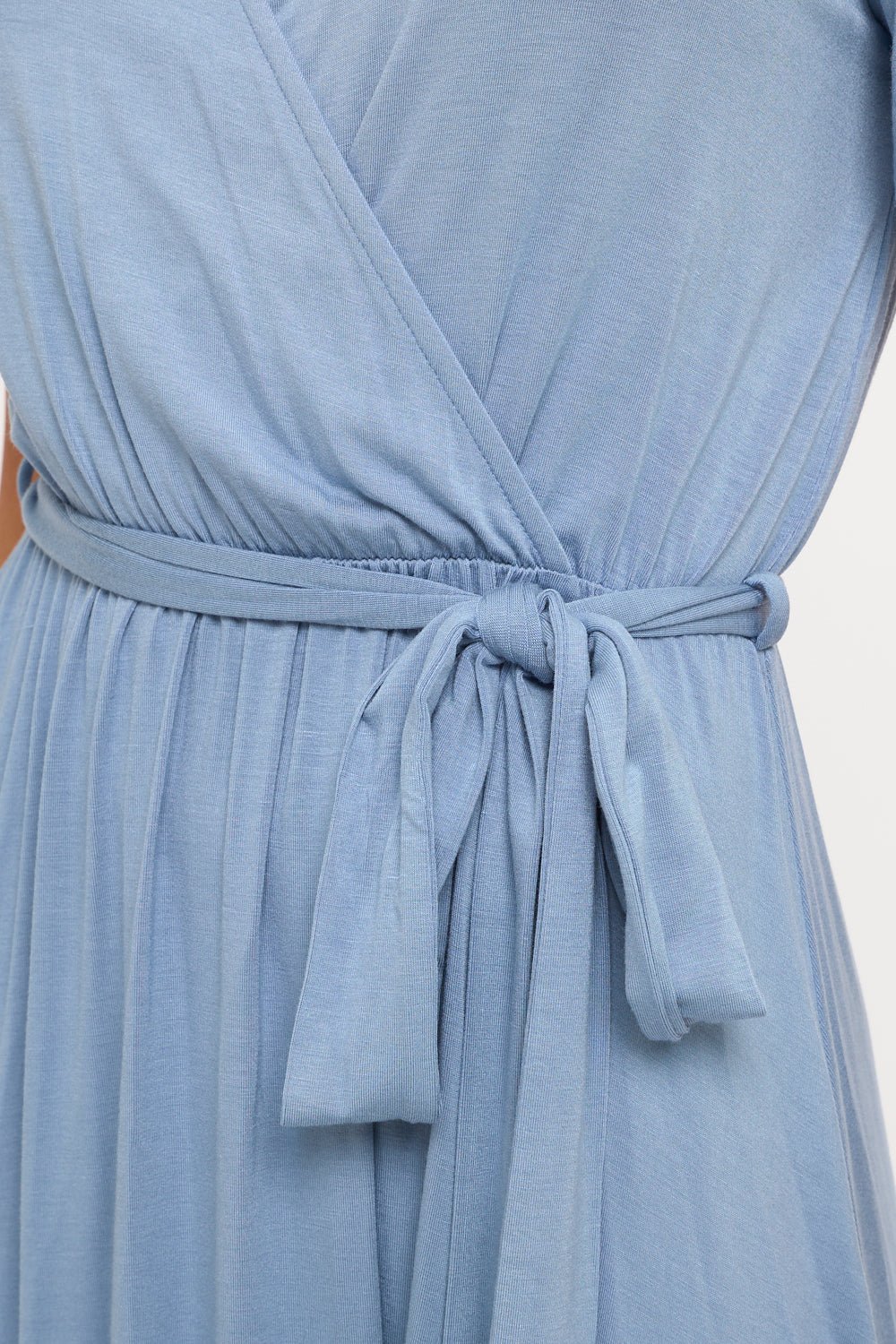 Image of West K Georgia Knee - length Faux Wrap Knit Dress Lt Blue